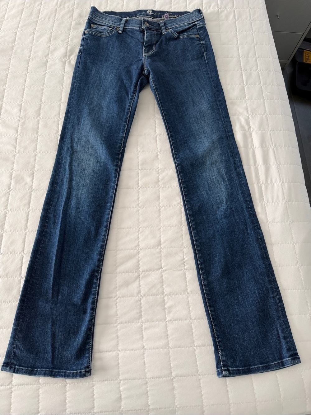 7 For All Mankind Lexie Petite Sz 25 Straight Leg Dark Blue Jeans Like New!
